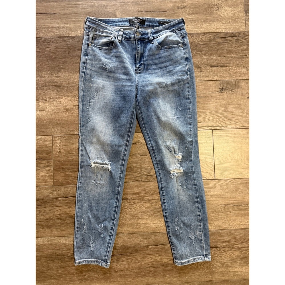 Judy Blue Relaxed Fit Distressed Paint‎ Splatter Jeans Blue JB88273-MD Size 30